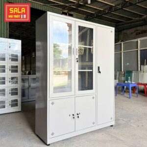 TỦ SẮT HỒ SƠ 2 CÁNH KÍNH MỞ, 3 CÁNH TÔN MỞ TREO ÁO