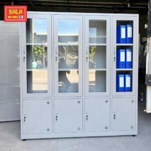 TỦ SẮT HỒ SƠ 4 CÁNH KÍNH, 4 CÁNH TÔN